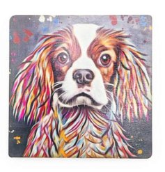 Protect your surfaces in style with our Aquamarine Cavalier King Charles MDF Coaster