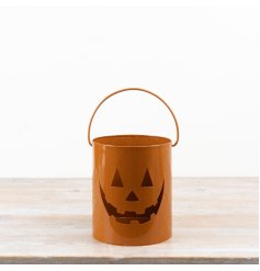 Light up your Halloween with this charming orange iron lantern