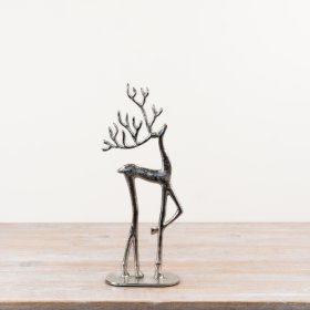 Stylish tall reindeer featuring a smooth silver aluminum frame.