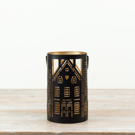 a stunning cut out house lantern candle holder 
