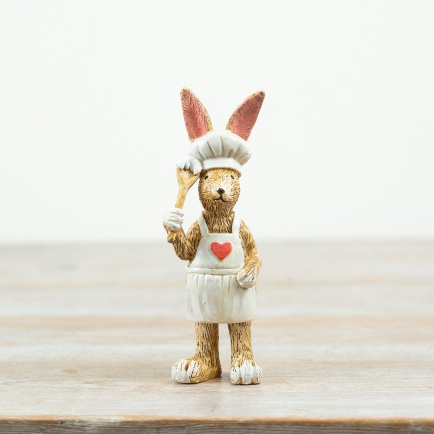 Standing Jasper Rabbit Chef Ornament, 14cm 