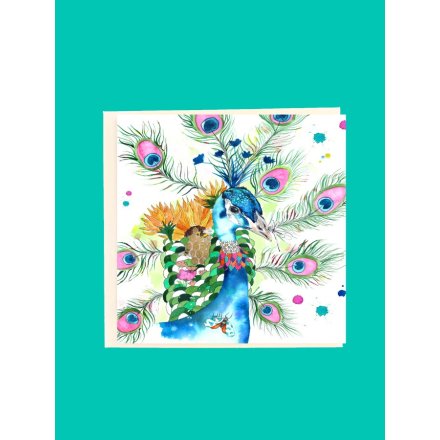 Penelope the Peacock Foiled Greeting Card, 15cm 
