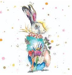 a charming watercolour hare design greeting card 