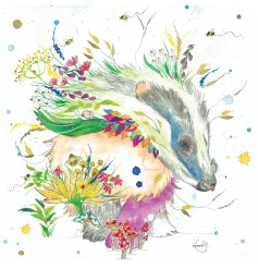 Send warm wishes with the charming Barry Badger Foiled Greeting Card by Lovelilly