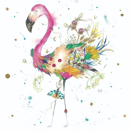 Florence the Flamingo Foiled Greeting Card, 15cm 