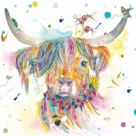Hettie the Highland Cow Foiled Greeting Card, 15cm 