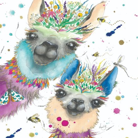 15cm Lilly and Lottie Llamas Foiled Greeting Card,