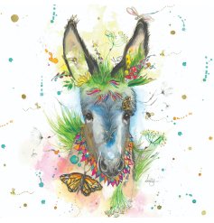 a colourful donkey design greeting card 