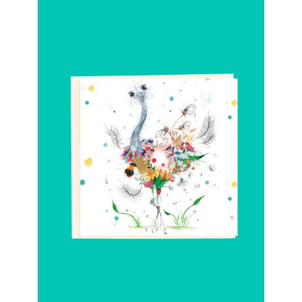 Ollie Ostrich FOILED Greeting Card, 15cm 