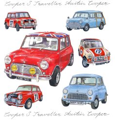 The Richard Partis Classic Mini Greeting Card is a must-have for any classic Mini car enthusiast.