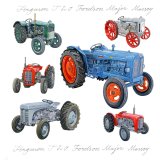 Celebrate vintage charm with the Richard Partis Classic Tractors Greeting Card