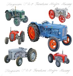 Send vintage vibes with the Richard Partis Classic Tractors Greeting Card.