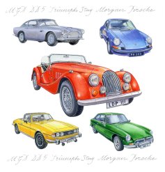 Send timeless charm with the Richard Partis Classic Sports Car greeting card.