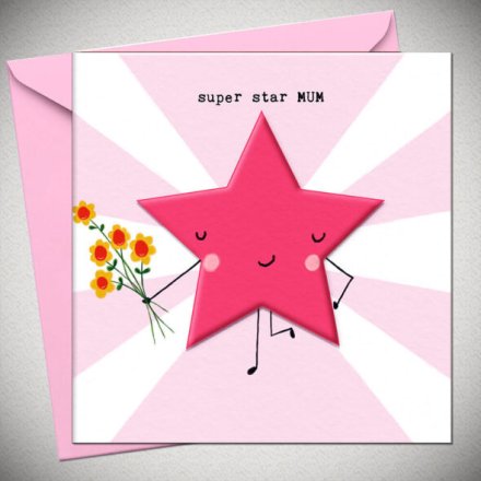15cm Super Star Mum Greetings Card