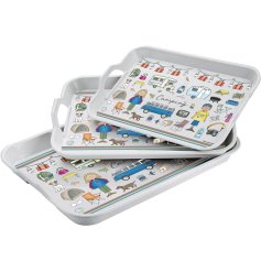 a camping design serving tray with handles 