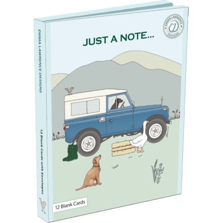 Enhance your notes with a set of 12 Land Rover-themed notecards.