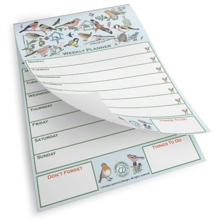 Charming weekly planner featuring a delightful bird design.