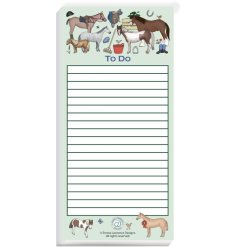 A charming notepad featuring playful horse-themed design