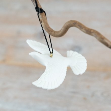 Turtle Dove Hanging Ornament, 10cm