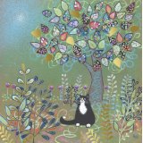 Charming black and white kitten card with elegant foiling