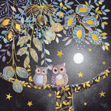 Add woodland charm to your greetings with the Owls On Branch Foiled Card