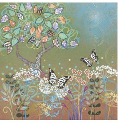 Add a touch of elegance with our Butterfly Garden Foiled Card