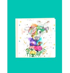 Adorable card featuring a cute cow illustration.