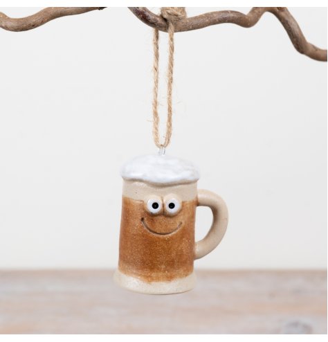 Playful beer-themed MYG tree ornament for festive decor.