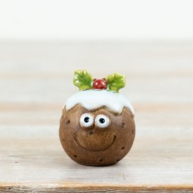 Add a playful twist to your festive collection with this charming ceramic Christmas pudding decoration.