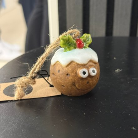 Resin Christmas Pudding Hanger, 5.7cm