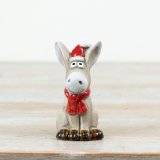 Charming 10cm ceramic donkey ornament in a cute sitting pose.