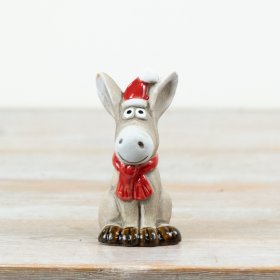 Charming 10cm ceramic donkey ornament in a cute sitting position.