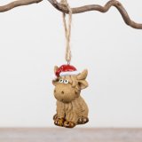 6cm ceramic Highland cow ornament from the Rosy Eyes collection, perfect for hanging display.