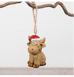 A 6cm ceramic hanging Highland cow from the Rosy Eyes collection