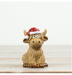 A 10cm ceramic Highland cow ornament from the Rosy Eyes collection