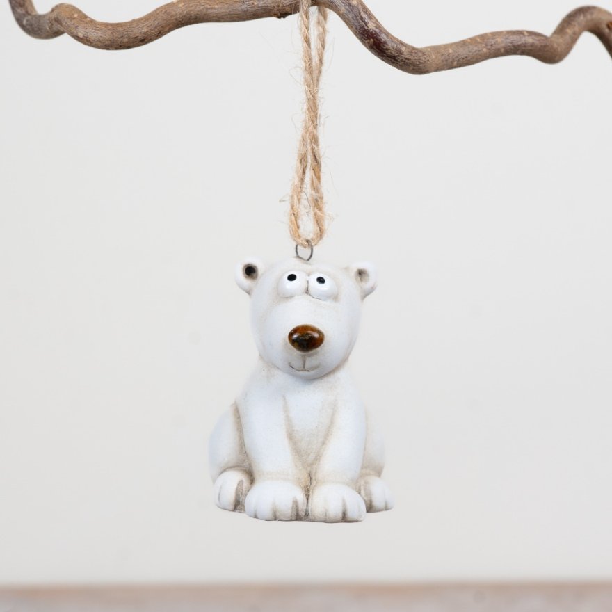 White Polar Bear Hanger, 6.5cm 