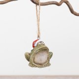 6cm ceramic frog ornament with festive hat and charming details from the Rosy Eyes collection.