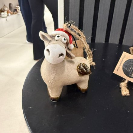 Donkey in Santa Hat Hanger, 8.5cm 
