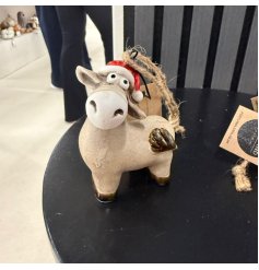 a delightful Christmas donkey decoration for hanging