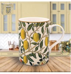 Mug featuring a bright lemon pattern