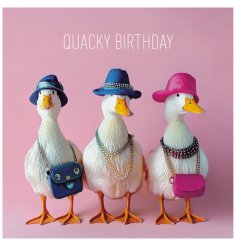 The Quacky Birthday Card showcases a joyful duck design for a fun, festive greeting.