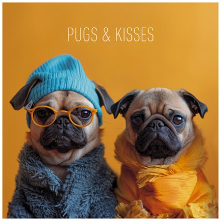 16cm Greeting Card Pugs and Kisses 