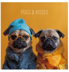 Share joy with the Pugs And Kisses greeting card!