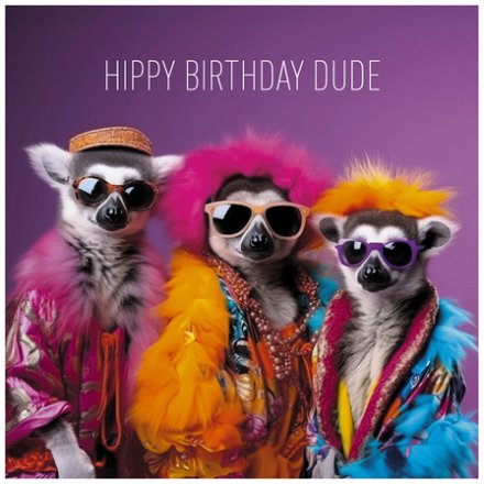 Hippy Birthday Dude Retro Greeting Card, 16cm 