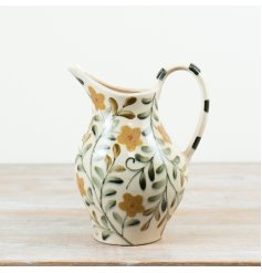 Brighten your room with this charming ceramic vase featuring a cheerful yellow flower design.