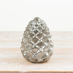 This glowing glass pine cone brings instant holiday sparkle to your decor.