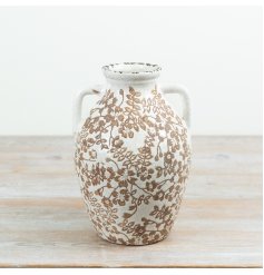 Elegant urn-shaped vase featuring two chic handles for a timeless look.