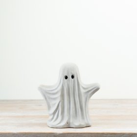 Adorable standing ghost statue with spooky charm