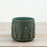 Enhance your collection with this forest green cement planter for a touch of woodland charm.