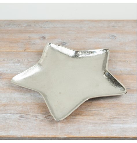 Eye-catching star-shaped aluminum plate with a sleek design.